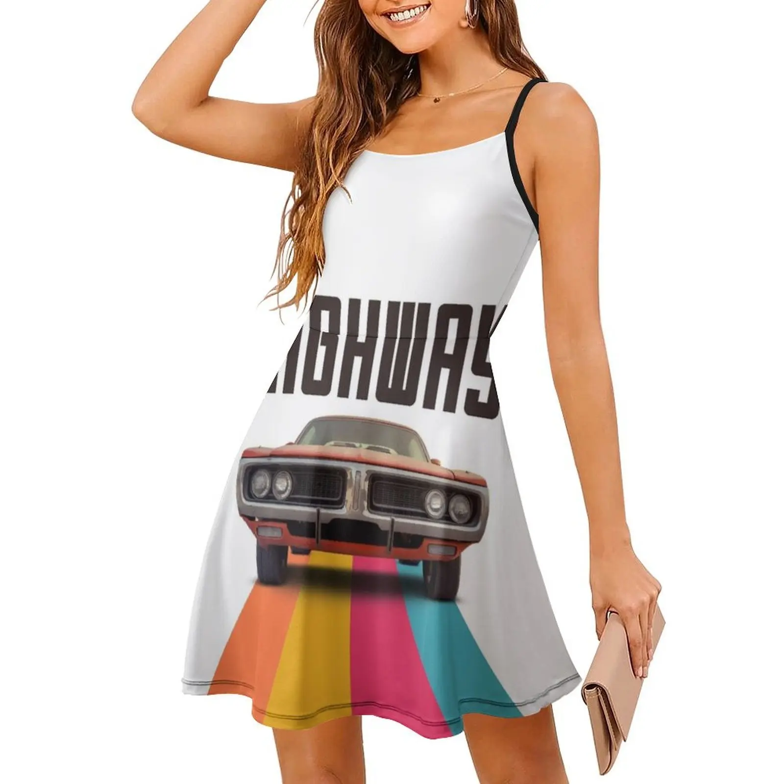 فستان حفلات أنيق للنساء على الطريق السريع على شكل حرف a مع خيارات قصيرة/طويلة/بدون أكمام لرحلة الطريق السريع والمرحلة الحرة للنساء #3