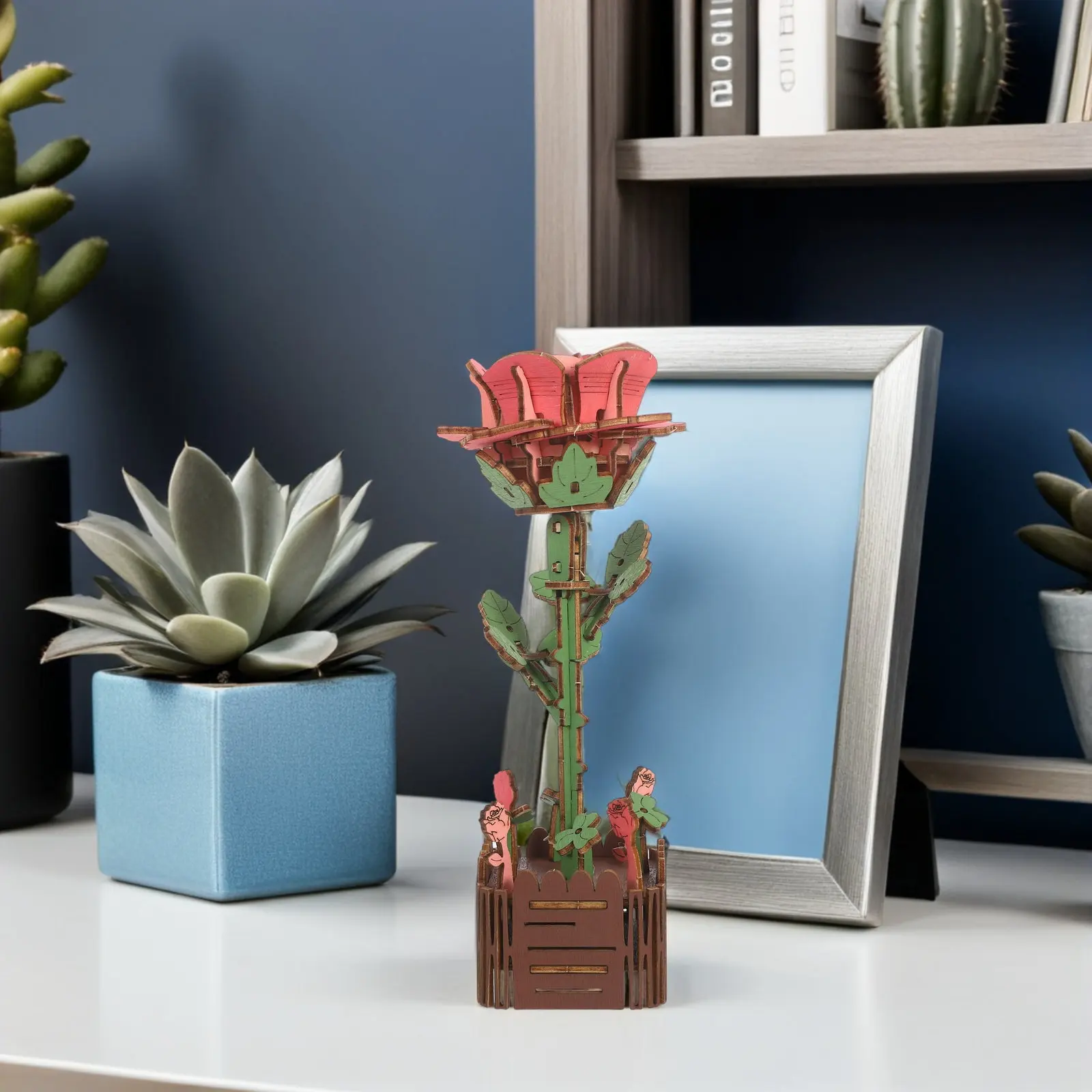 Puzzle 3D in Legno per Bouquet di Fiori, Kit Educativo STEM per Adulti, Regalo per la Festa della Mamma, Decorazione per la Casa