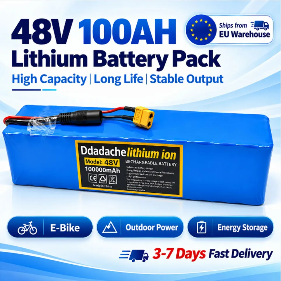 Stock UE, consegna rapida in 3-7 giorni, pacco batteria agli ioni di litio 13S3P 48V 100000mAh 18650 con BMS integrato, protezione di sicurezza, batteria al litio ricaricabile per scooter elettrico,