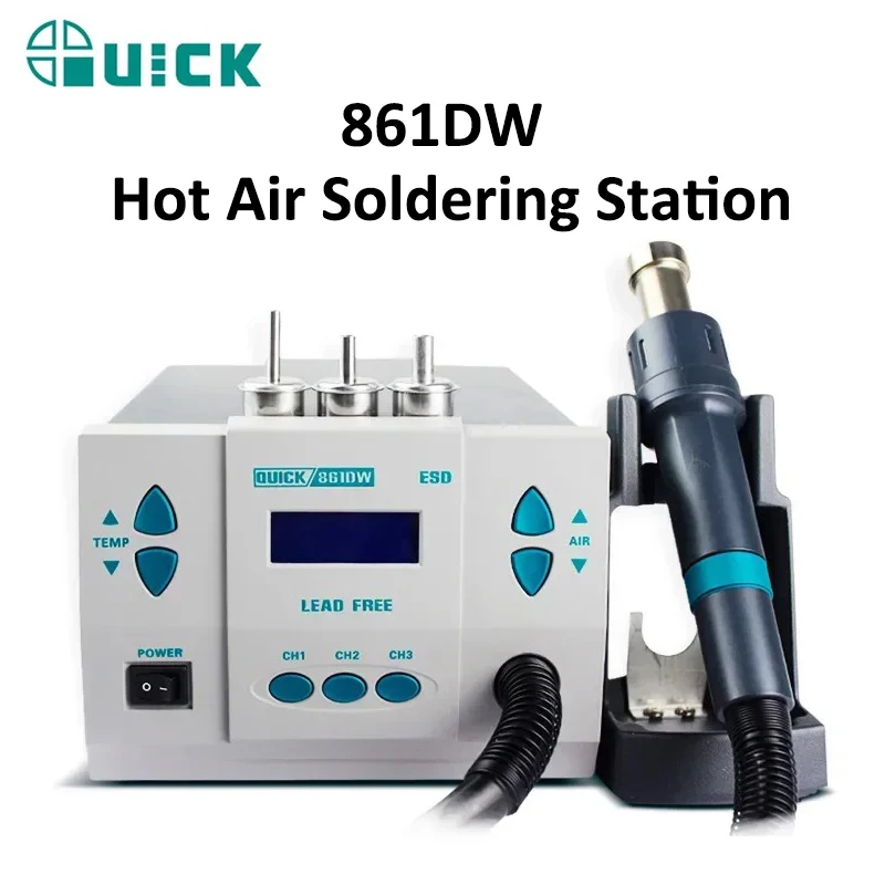 QUICK 861DW Professional Soldering Station 1000W Digital Display For PCB Chip Repair Lead-Free Hot Air Soldering Station