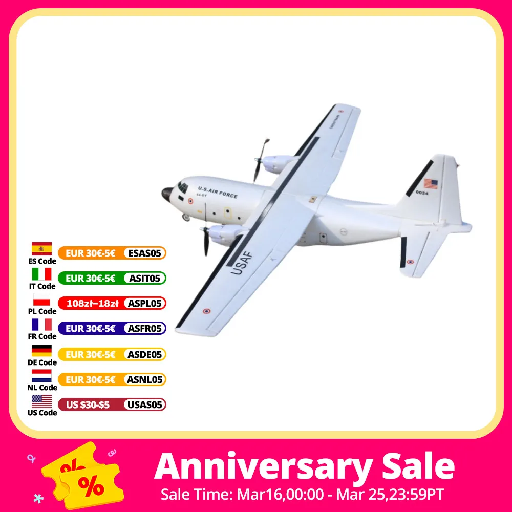 

C-160 Cargotrans Twin Hercules 1120mm Wingspan EPOS Warbird Transport RC Airplane KIT/PNP