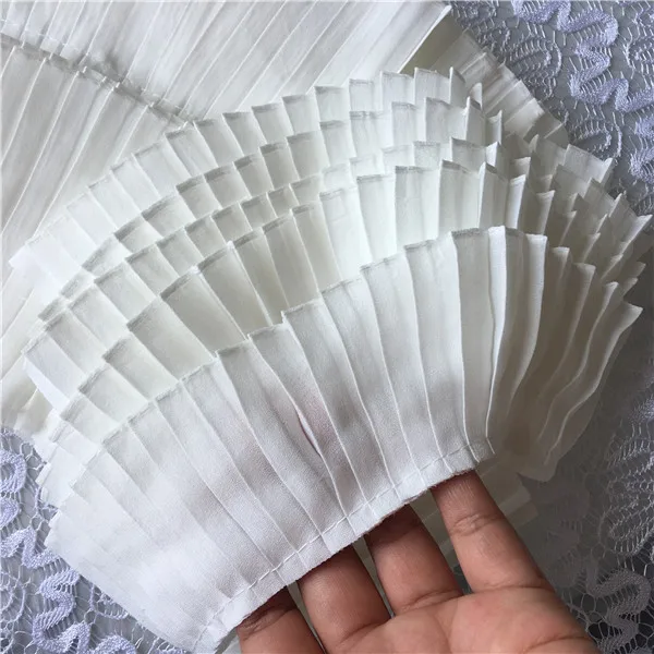 2meter/lot Black/White Chiffon Ruffle Lace Fabric Trimming Sewing for Dress Accessorizes DIY Clothes Skirt Cuff Decoration Z1210