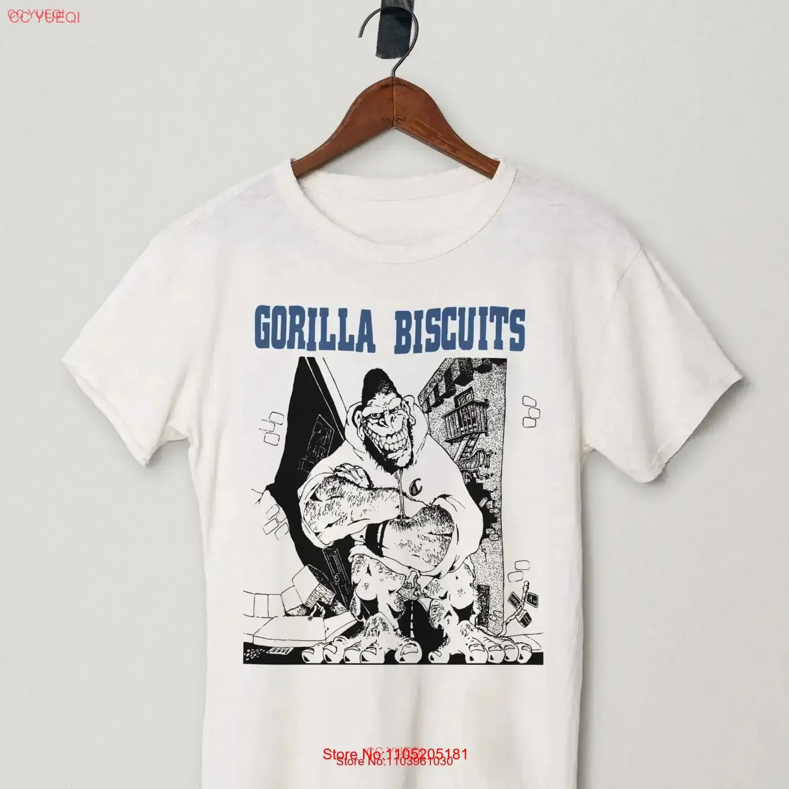 Gorilla Biscuits Skater Style Punk Band T Shirt Urban Streetwear Vintage vintage Washed homme Slightly designer clothes graphic