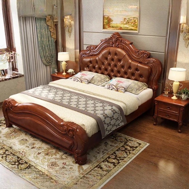 

Luxury Headboard Double Bed Frame Pretty King Size Room Double Bed Nordic Modern Wooden Cama Matrimonial Bedroom Furniture