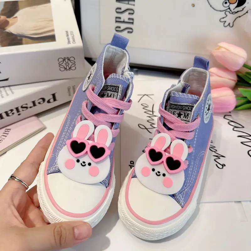 Sanrios My Melody Cinnamoroll Kuromi Anime Kawaii Kid Canvas Shoes High Top Sports Casual Shoe Outdoor Comfortable Girl Sneakers