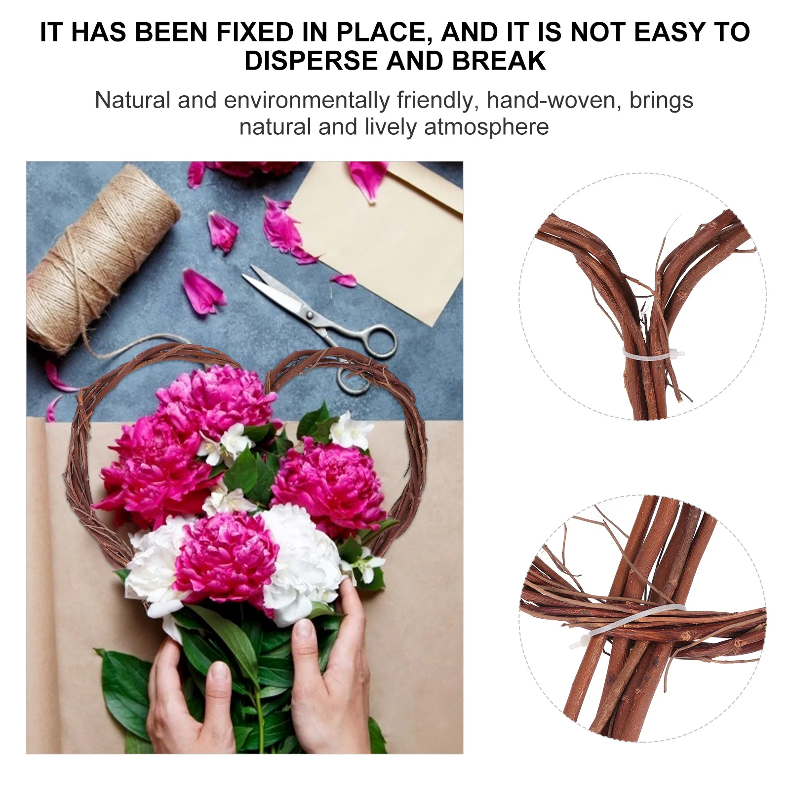 

1Pcs Wicker Heart Wreath Frame Bridal Bouquet Holder DIY Wedding Anniversary Flower Arranging Holder Floral Frame Home Decor