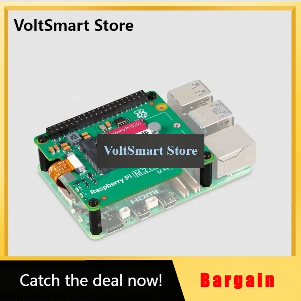 VoltSfor Raspberry Pi 5 Raspberry Pi M.2 HAT+ With PCI-E Cable, Raspberry Pi NVMe 2230 SSD 256GB 512GB, 16mm GPIO Stacking Heade
