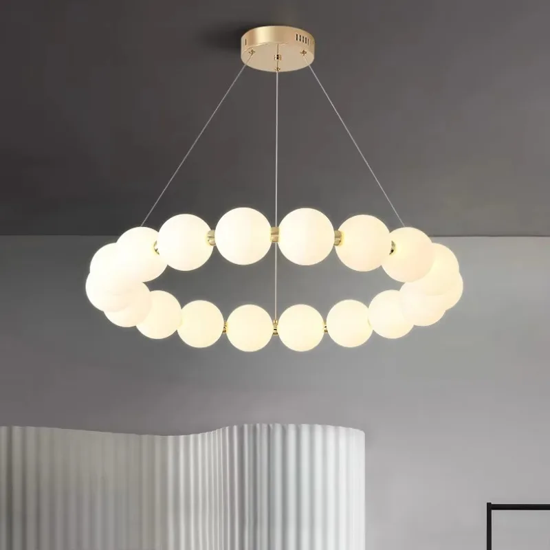Nordic Living Room Chandelier Postmodern Luxury Designer Creative Exhibition Hall Hotel Front Desk Buddha Bead Necklace