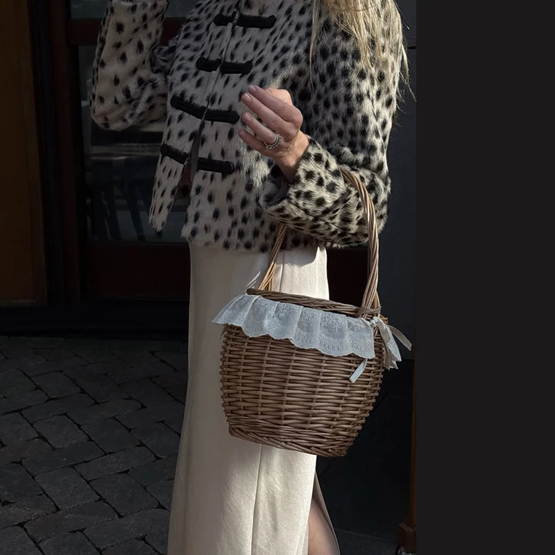 Damen Leoparden-Kunstpelz-Kurzjacke Vintage Stehkragen Knopf-Kurzmantel Langarm-Oberbekleidung 2026 Neue Street-Lady-Jacken – Detail 9