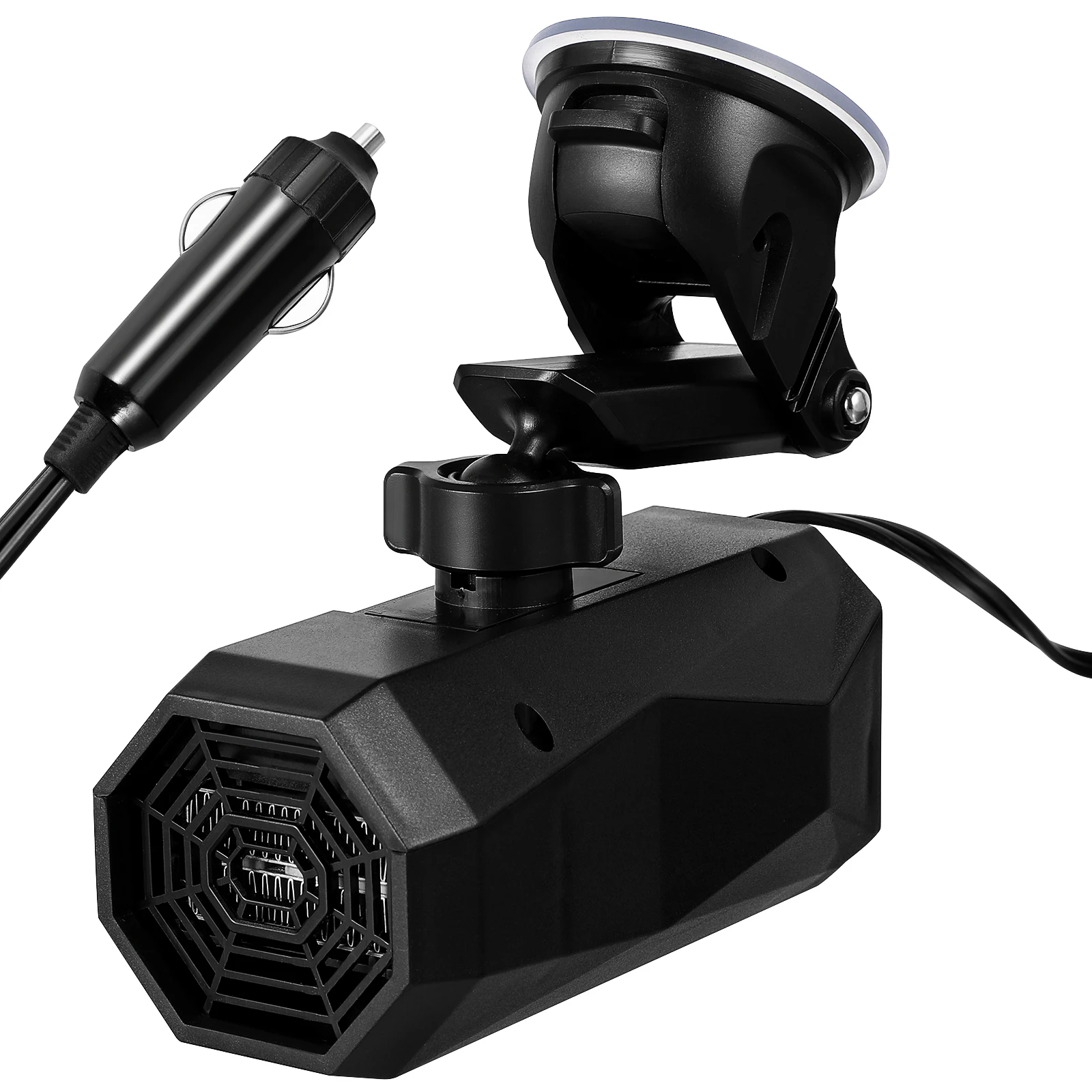 

Portable Car Heater 12V Black 9023A Suction Cup Front Windshield Defogger Low Noise Adjustable Angle Heating Fan Vehicle