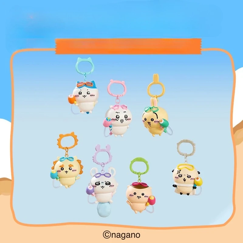 Chiikawa Anime Water Gun Keychain -Cute Cartoon Squirt Keyring,Summer Beach PVC Toy Gift for Kids & Adults Collectible Accessory
