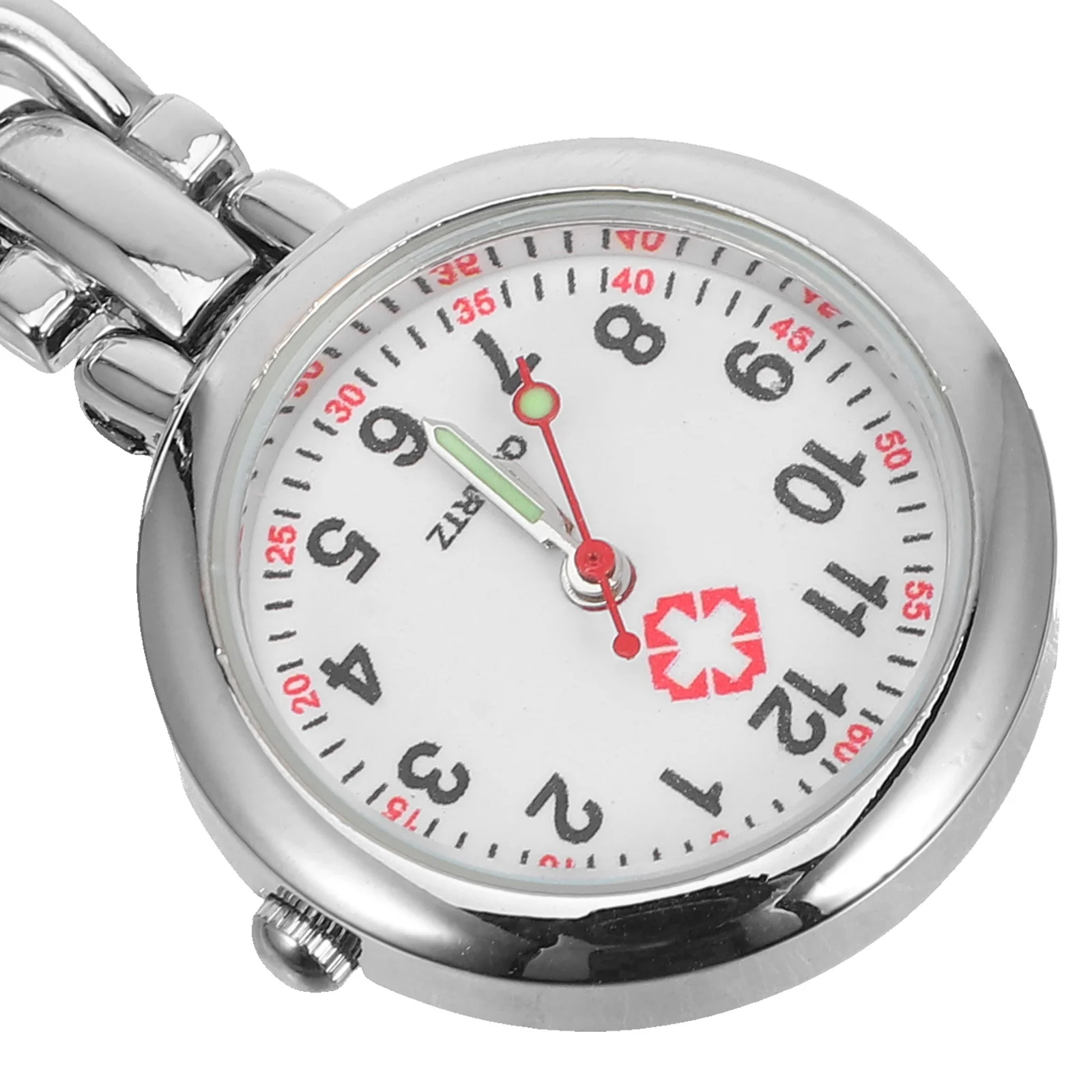 بروش ساعة ممرضة محمول، ساعة جيب طبية، تصميم بسيط وأنيق لعمال الرعاية الصحية، هدية لموظفي المستشفى باللون الأبيض