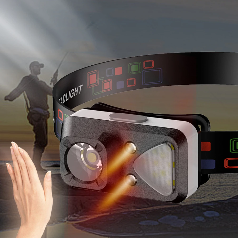 LED COB Induction Headlamp Motion Sensor Powerful Headlight Torch USB Charging Camping Head Light for Outdoor Night Fishing