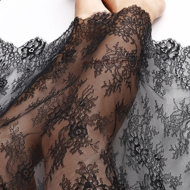 

French Black and White Soft，comfortable Wide Edge Lace Fabric Handmade Wedding Dress Dress Fabric Tablecloth Curtain Accessories