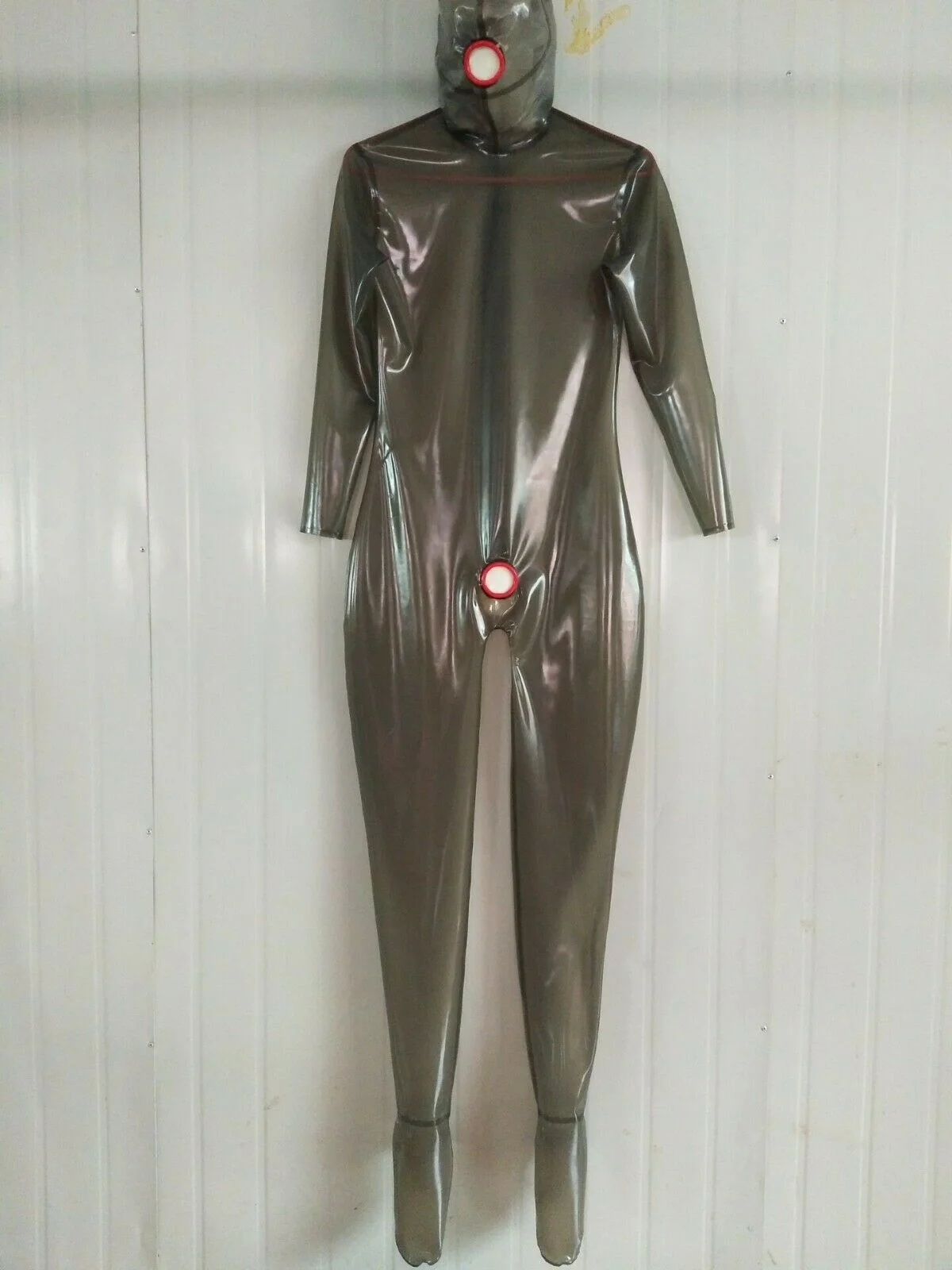 100%Latexanzug Zentai Kostüm Smoke gray Rubber Gummi Catsuit Tights Size S-XXL Cosplay,Masquerade