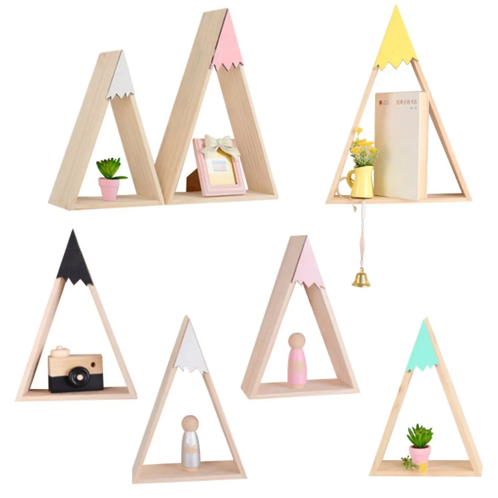 2pcs/set Home Decor Nordic Style for Baby Room Wall Shelf Wood Snow Mountain Shelf Floating Shelf for Kids Room Storage Holders