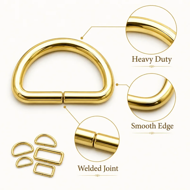 5/10/20 Stück 13-38mm Massiver Messing-D-Ring, Leder-Handtaschenriemen-Verbinder, Haustierhalsband-Gurtband-Schnalle, DIY-Bastelzubehör – Detail 6