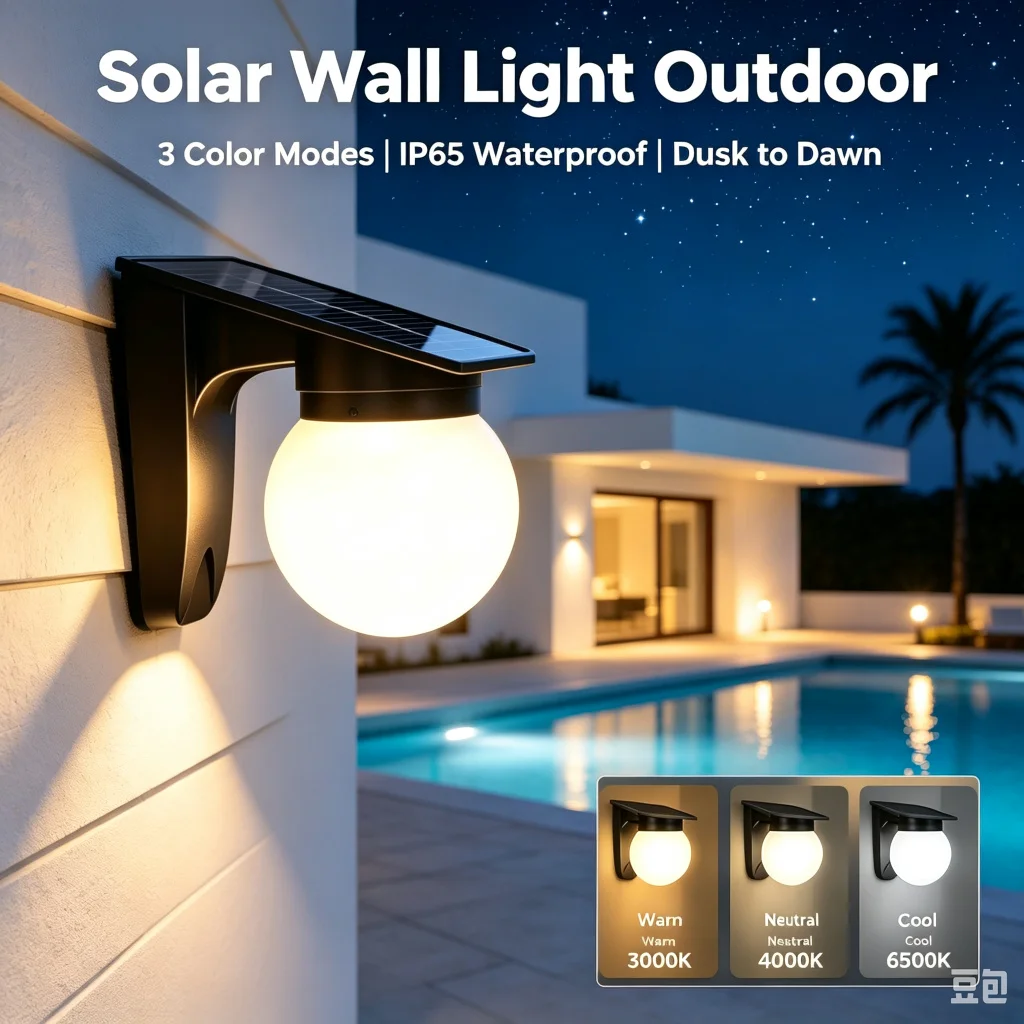 Home Security Yard Sensors - โคมไฟติดผนัง LED พลังงานแสงอาทิตย์ IP65 กันน้ำ พร้อมเซ็นเซอร์ตรวจจับความเคลื่อนไหว