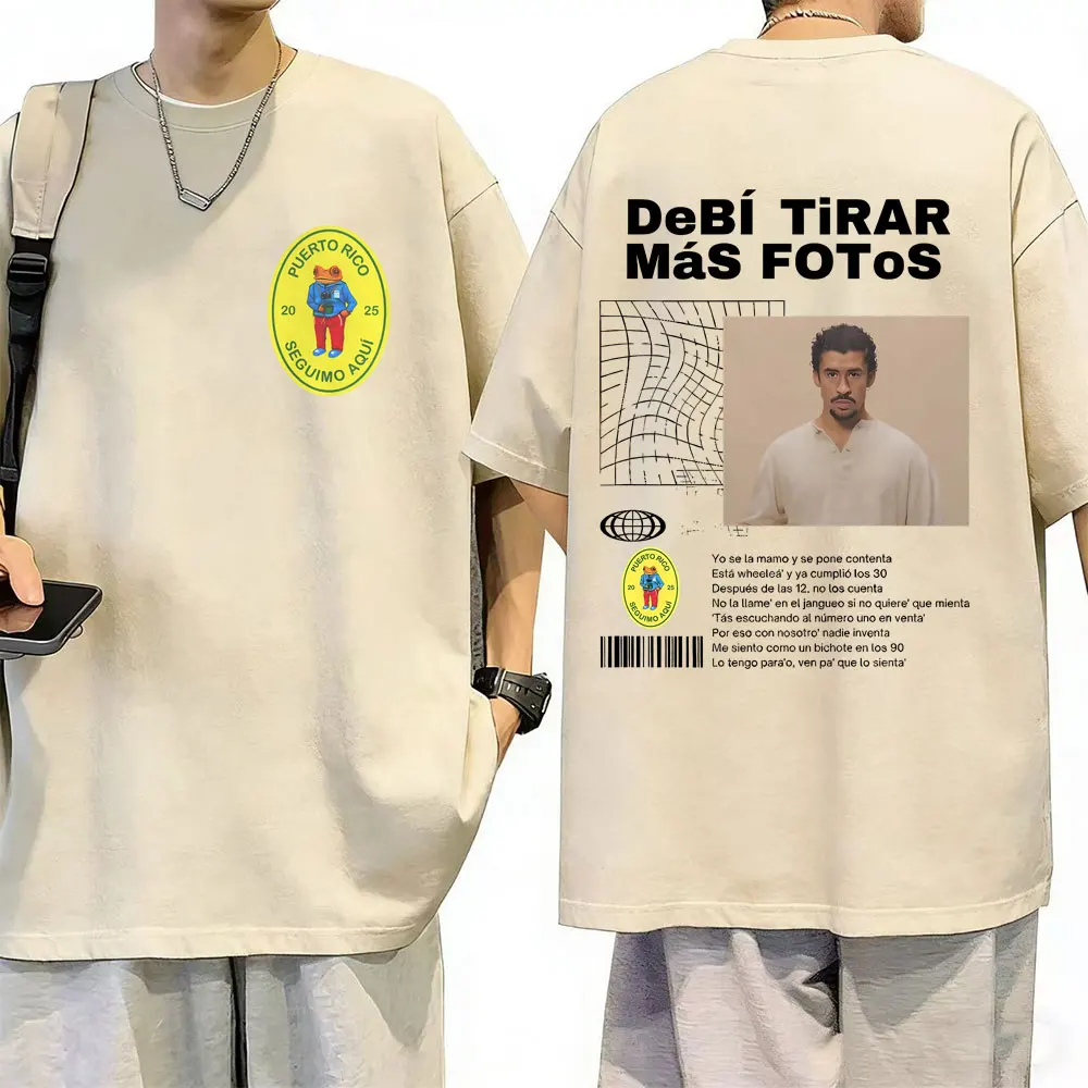 

Rapper Bad Bunny DeBi TiRAR MaS FOToS DTMF Graphic T-shirt Men Women Hip Hop Washed Vintage Short Sleeve Male Oversized T Shirts