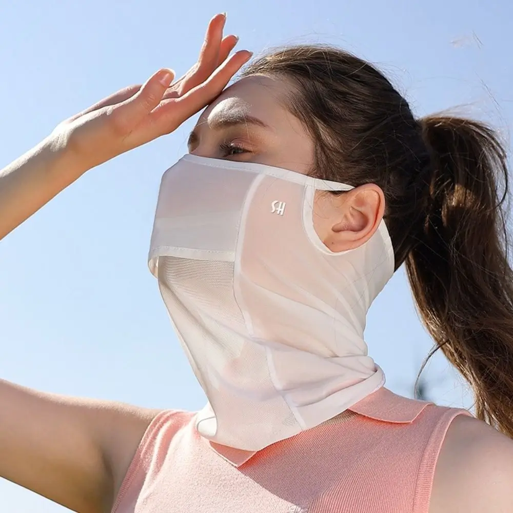 Protezione solare per esterni protezione solare pesca equitazione maschera per il viso maschera per la scollatura sciarpa per il viso bavaglino in seta di ghiaccio