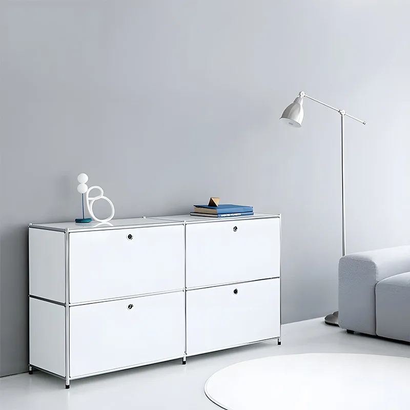 iron module, cabinet Internet celebrity ins style, Bauhaus stainless steel cabinet household bedroom dining side chest
