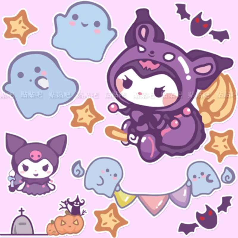 Sanrio Cute Cartoon Kuromi naklejki dekoracyjne bateria nadwozie motocykla komputer lodówka kubek wody naklejki hurtowo