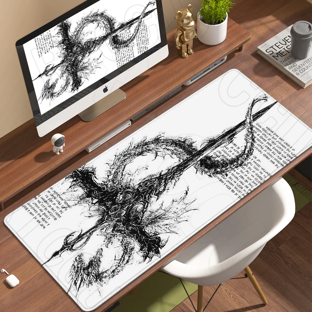 XXL Gothic Symbol Schwarzes Mauspad, großes, rutschfestes Gummi-Stich-Mauspad für Büro und Zuhause, 400 x 900 mm, Schreibtischunterlage, PC-Zubehör, Teppich