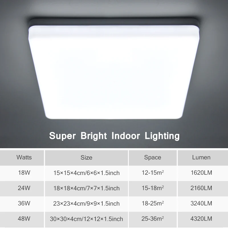 正方形のLED天井ランプ,家庭用照明,部屋,廊下,廊下,220v,110v,18w,24w,48w