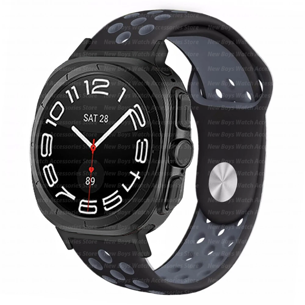 Ремешок из мягкого силикона для Samsung Galaxy Watch Ultra 47 мм, Воздухопроницаемый спортивный браслет без зазора для Galaxy 47 мм Ultra, унисекс