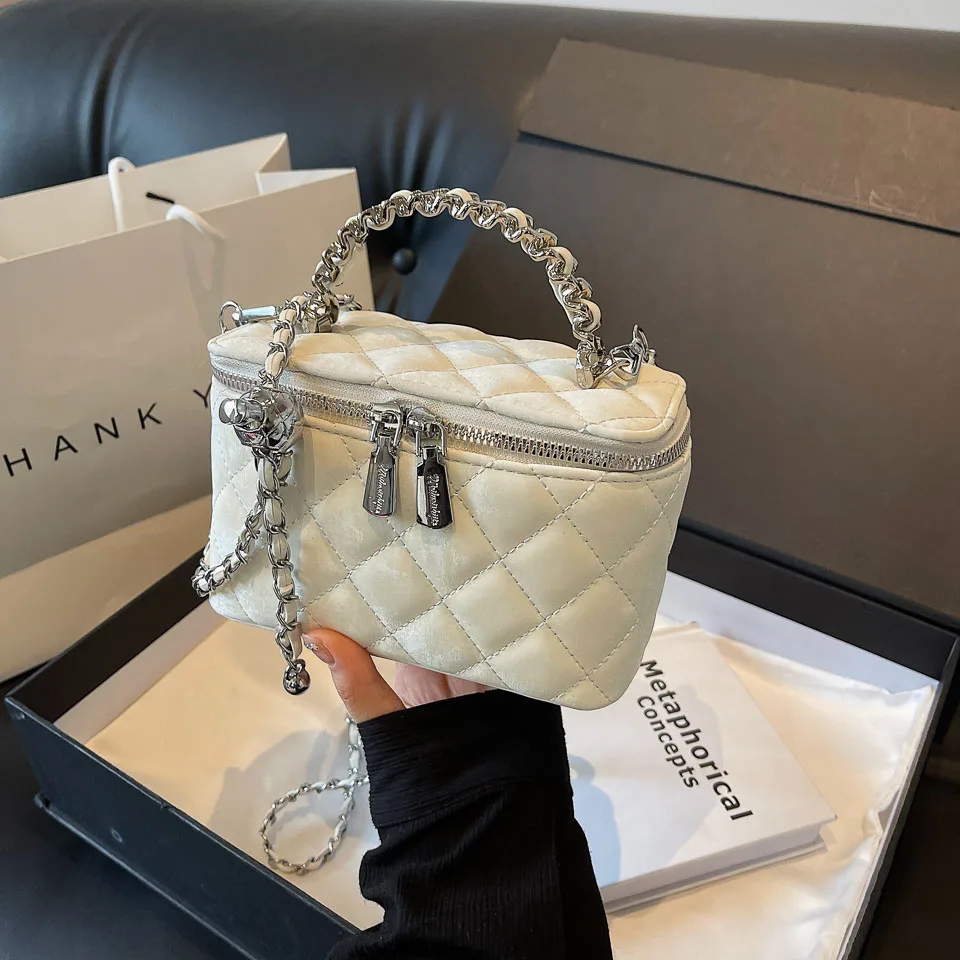 Fashion Chain Square Handbag Women\'s Versatile Mini One Shoulder Bags Ladies Party Crossbody Bag Casual Simple Lipstick Bags