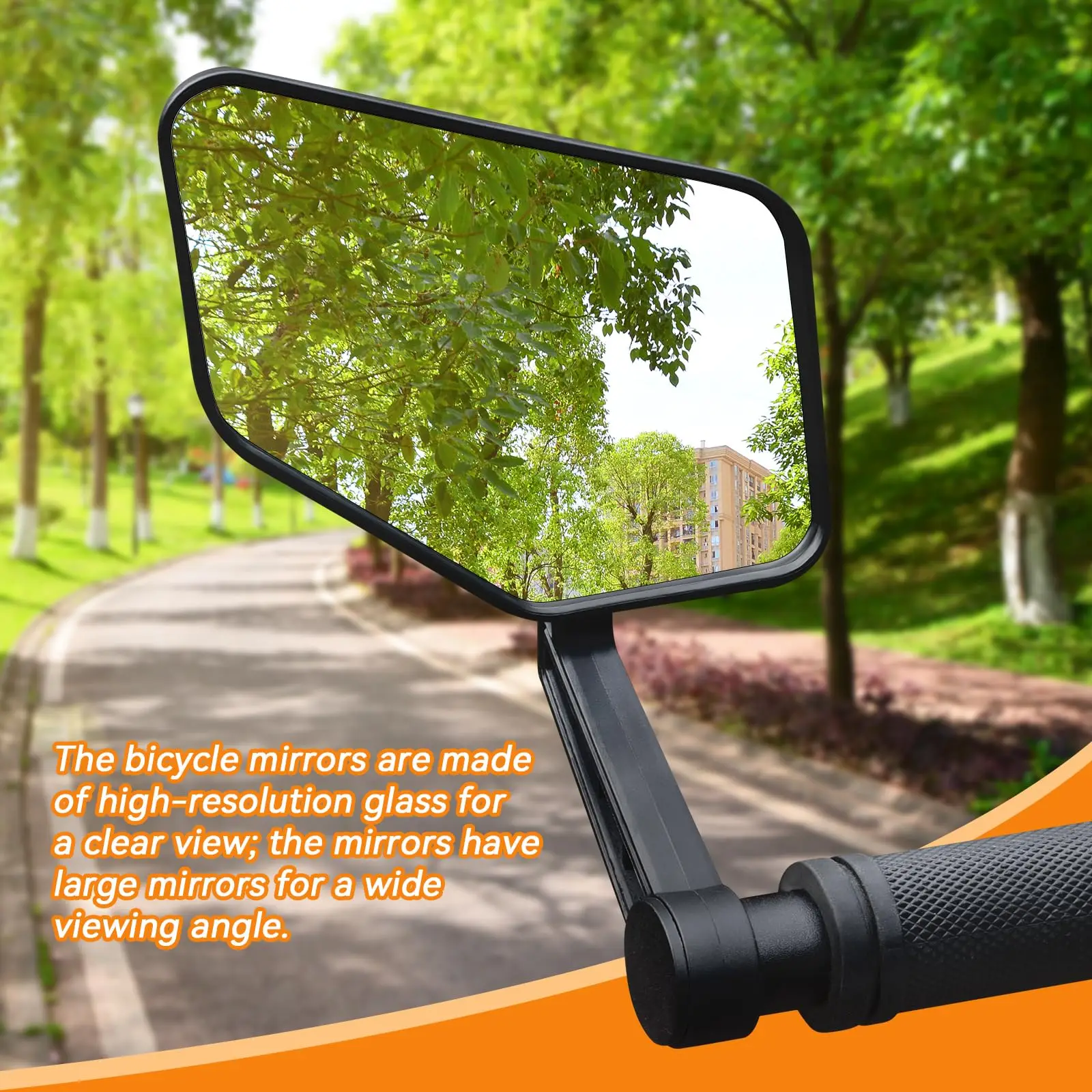 Bar End Bike Mirror HD Glass Scratch Resistant Left+Right
