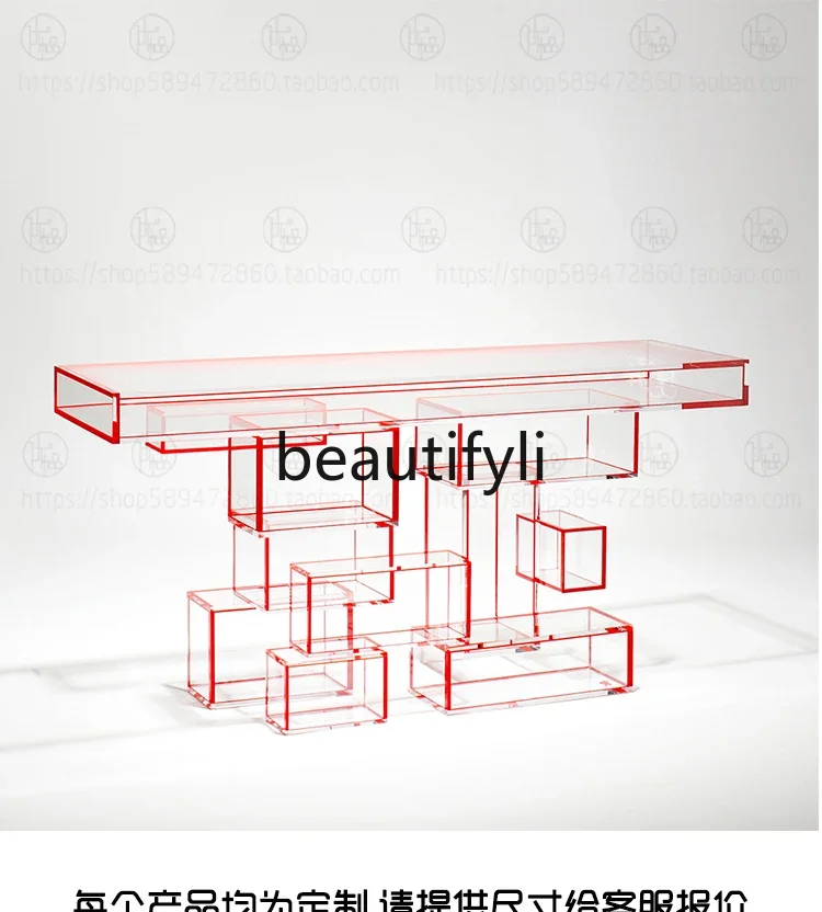 

Entrance table End view platform Red light luxury table corridor against the wall