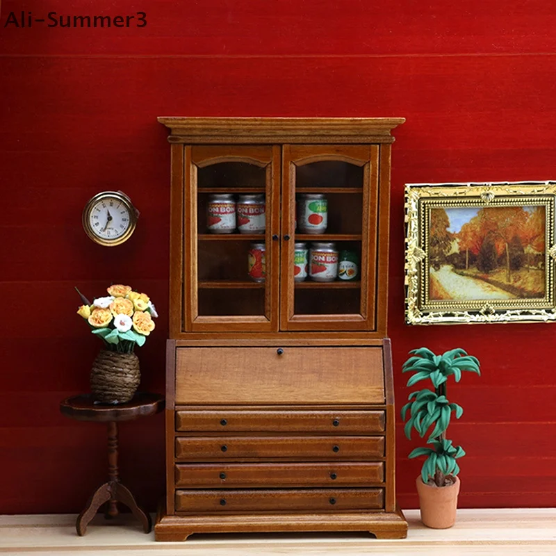 

1:12 Dollhouse Miniature Bookcase Wine Cabinet Display Cabinet Furniture Home Model Decor Toy Doll House Accessories