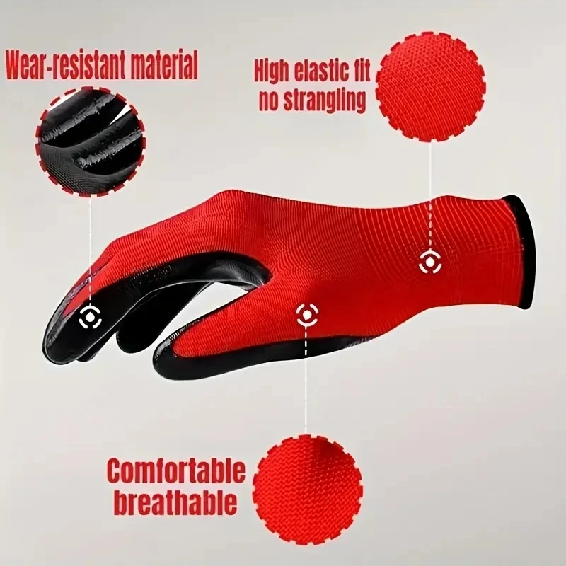 20 قطعة قفازات العمل الآمنة PU المغلفة قفازات متماسكة سلس مع قبضة مطلية بالبولي يوريثين للرجال أدوات تجميع البناء المنزل