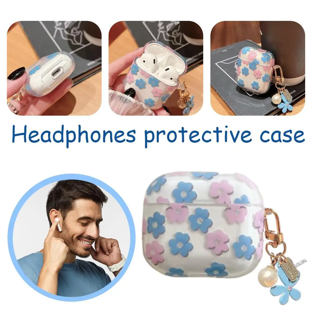 Для airpods 1 и 2 airpods 3 airpods pro2 антижелтий гибкий защитный чехол из ТПУ точная подходит для красоты с 3D цветочным узором