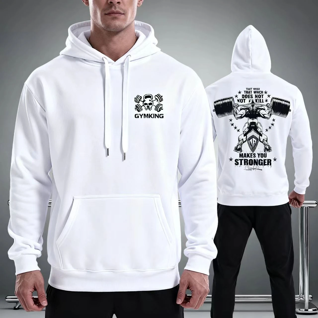 

2025 New autumn and winter collection: Men's gym muscle print pattern warm top, sports hoodie, women's casual street wear