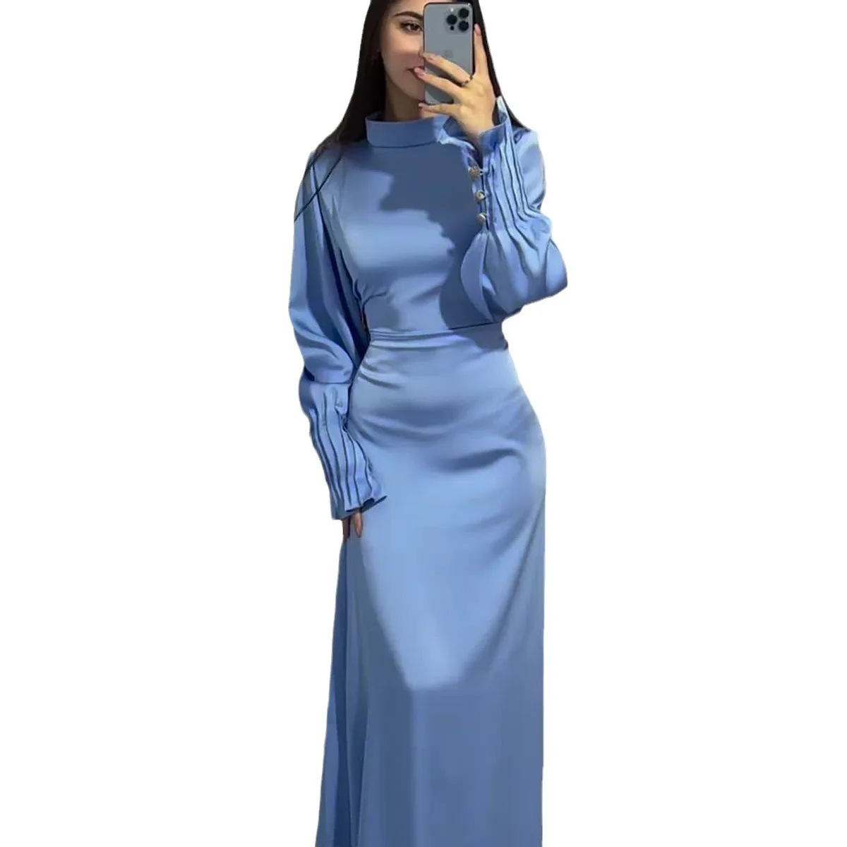 Long Dress Party Eid Muslim Abaya Women Tight Waist Dresses Jalabiya Morocco Dubai Abayas Islam Ramadan Vestidos Arab Robe