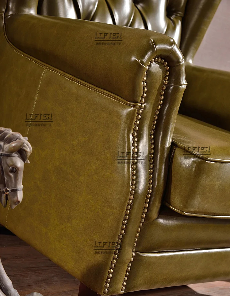 European small apartment single imitation leather sofa living room coffee high back leisure chair