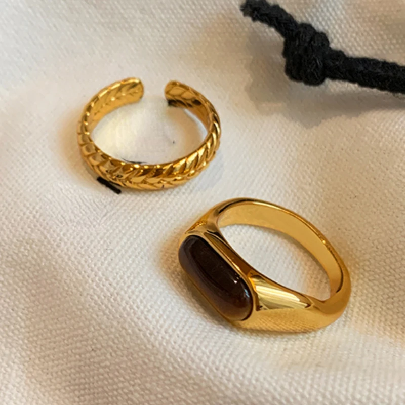 Fashion Jewelry Vintage Temperament Gold Color Metal Open Rings For Women Party Gifts Simply Design Accessories Hot Selling