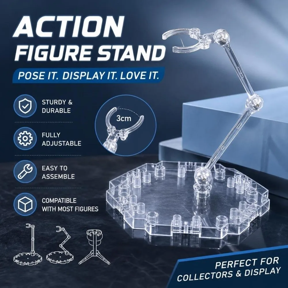 Perfect Transparent Action Figure Display Stand Assembly Rack Action Figure Base PVC Movable Action Base Stand Dolls Accessories
