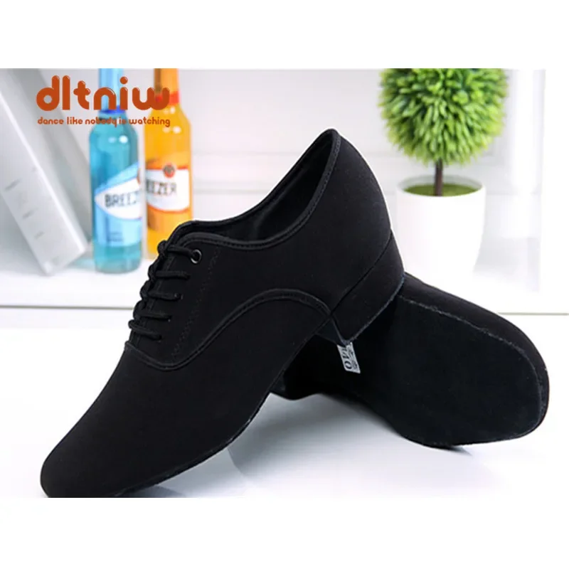 Men\'s Modern Jazz Sneaker for Men Professional Black Oxford Upper Latin Salsa Shoe Plus Size Low Heel Tango Ballroom Dance Shoes