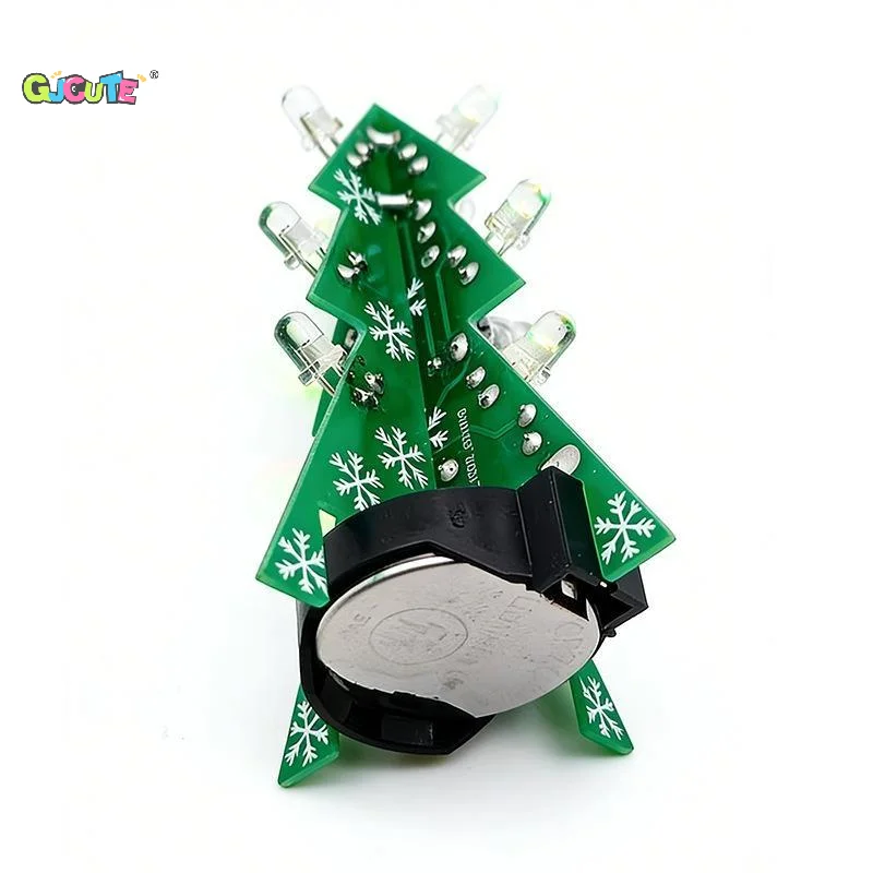 1Set DIY Christmas Tree Soldering Practice Kit 12 Blinking LED Lights 3V CR2032 Battery PCB STEM Project