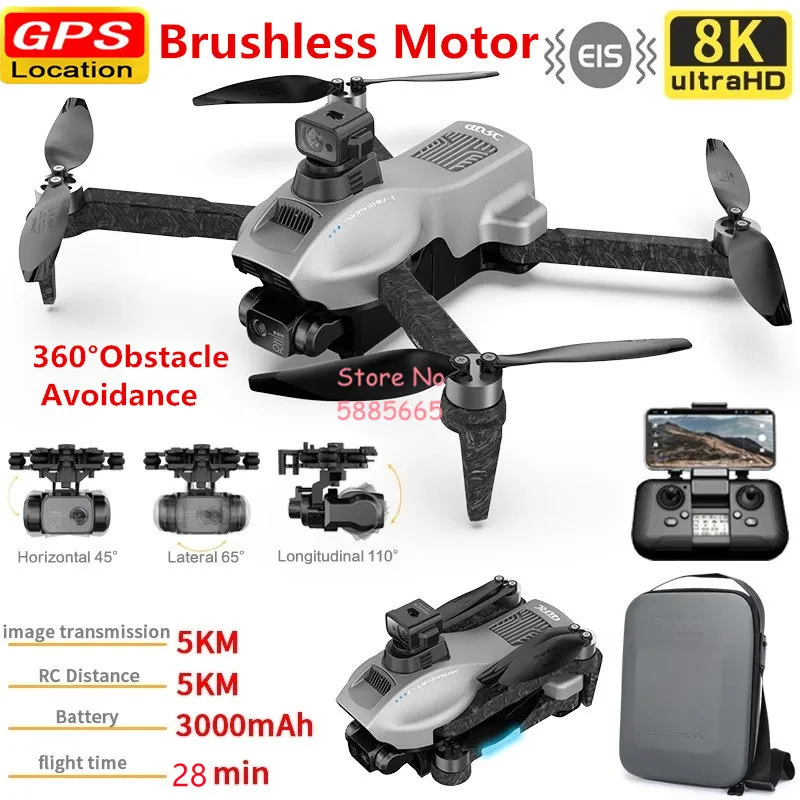 

5KM EIS Brushless Smart Obstacle Avoidance Remote Control Quadcopter 5G 8K ESC Dual Camera 3 Axis Gimbal GPS WIFI FPV RC Drone