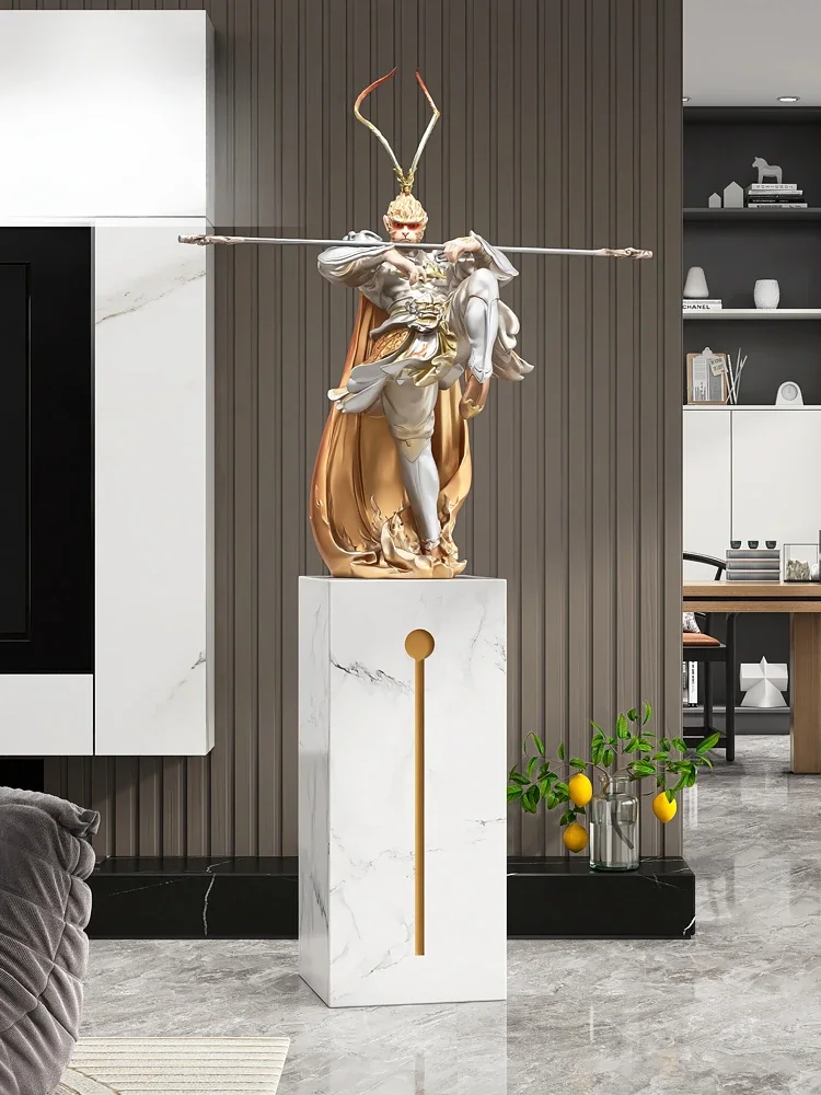 

Wukong Sun living room human-shaped floor-to-ceiling ornaments fight to defeat Buddha Qitian Great Sage marble sculpture