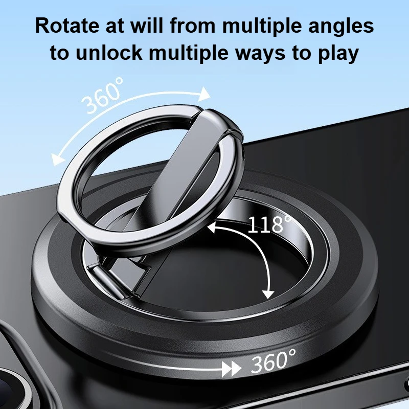 Doppelt gefalteter, magnetisch klebender Telefonhalter 360° °   Rotierender Desktop-Ringständer für iPhone 17 16 Pro Max, Telefonhalter aus legiertem Material