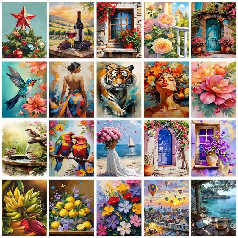 

CHENISTORY Paint By Number Door Landscape Drawing On Canvas HandPainted Art Gift DIY Pictures By Number Flowers Kits Home Decor