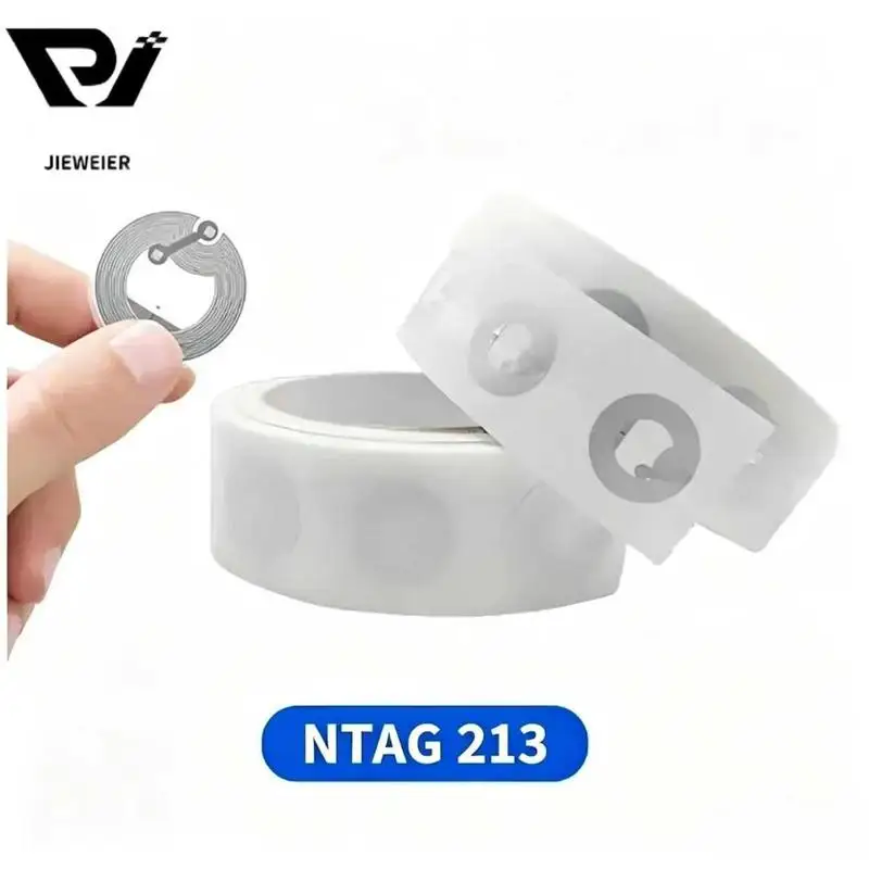 100Pcs 13.56MHz NTAG215 Rewritable NFC Stickers 504Bytes High Capacity Adhesive Tags for Android iOS NFC Smartphones