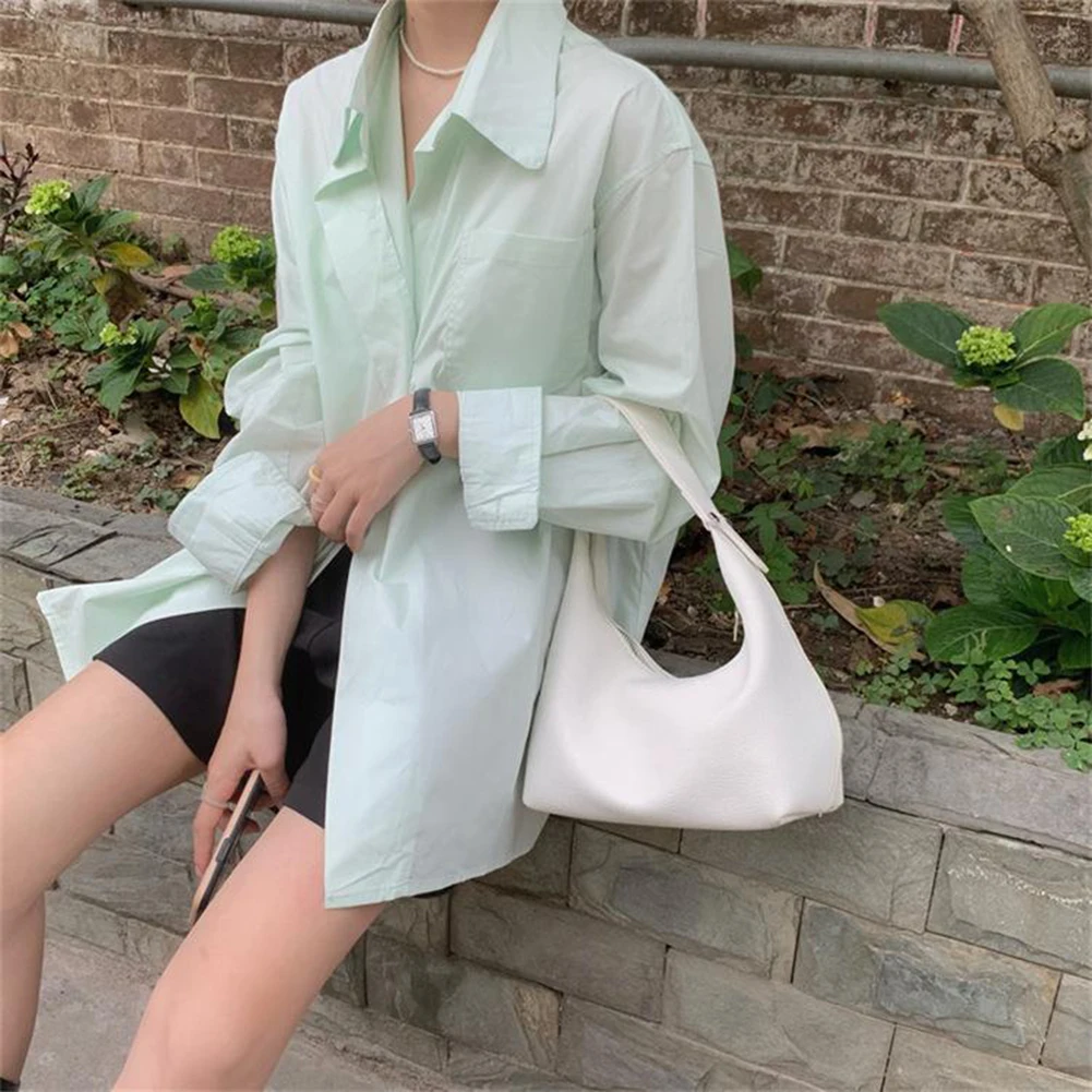 

Женская модная сумка-тоут из искусственной кожи, простая наплечная сумка, однотонная повседневная сумка-багет, женская сумка для поездок на работу