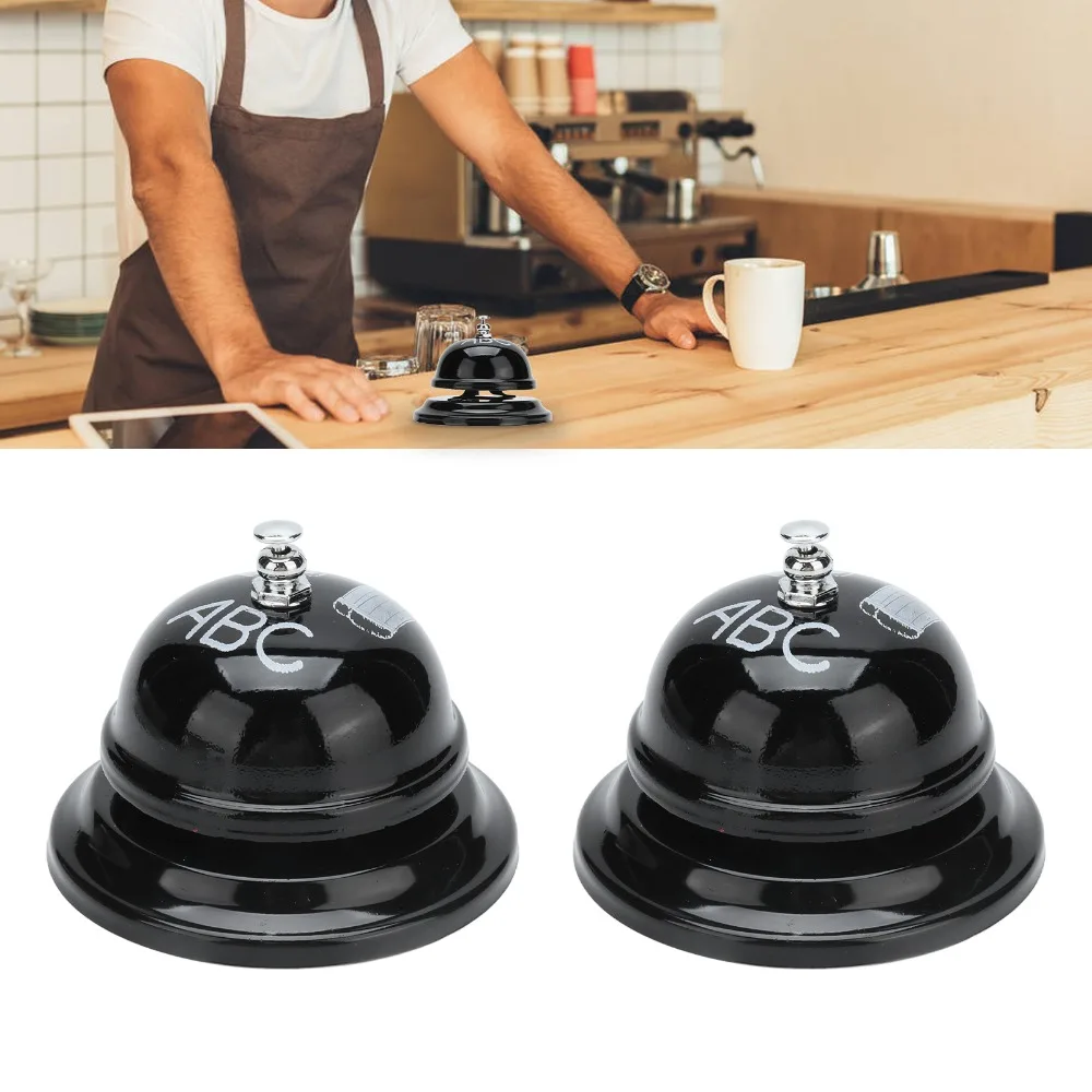 2 PCS Stainless Steel Service Bell Black Clear Sound Call Bell Polished Finish Nonslip Base Ring Bell