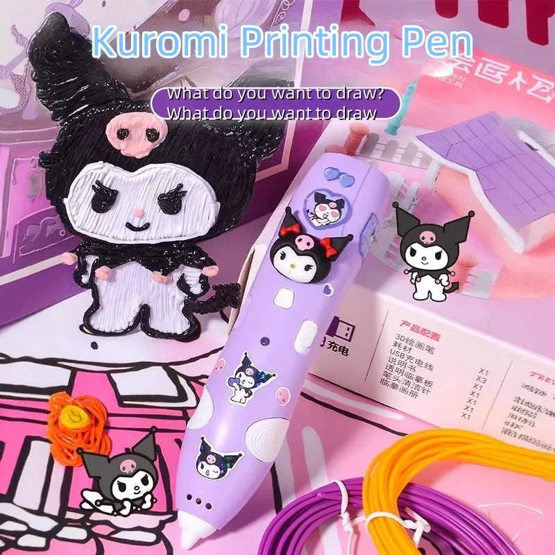 2024 New Sanrio Kurumi 3d Printing Pen Childrens Toy Puzzle Internet Celebrity Popular Birthday New Year Christmas  Girls Gift